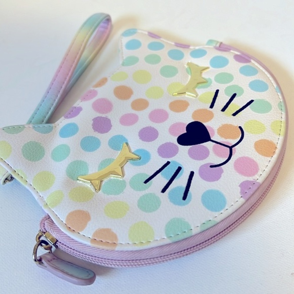 Betsey Johnson Luv Betsey Kitty Polka Dot Wristlet Wallet Clutch - Picture 3 of 9
